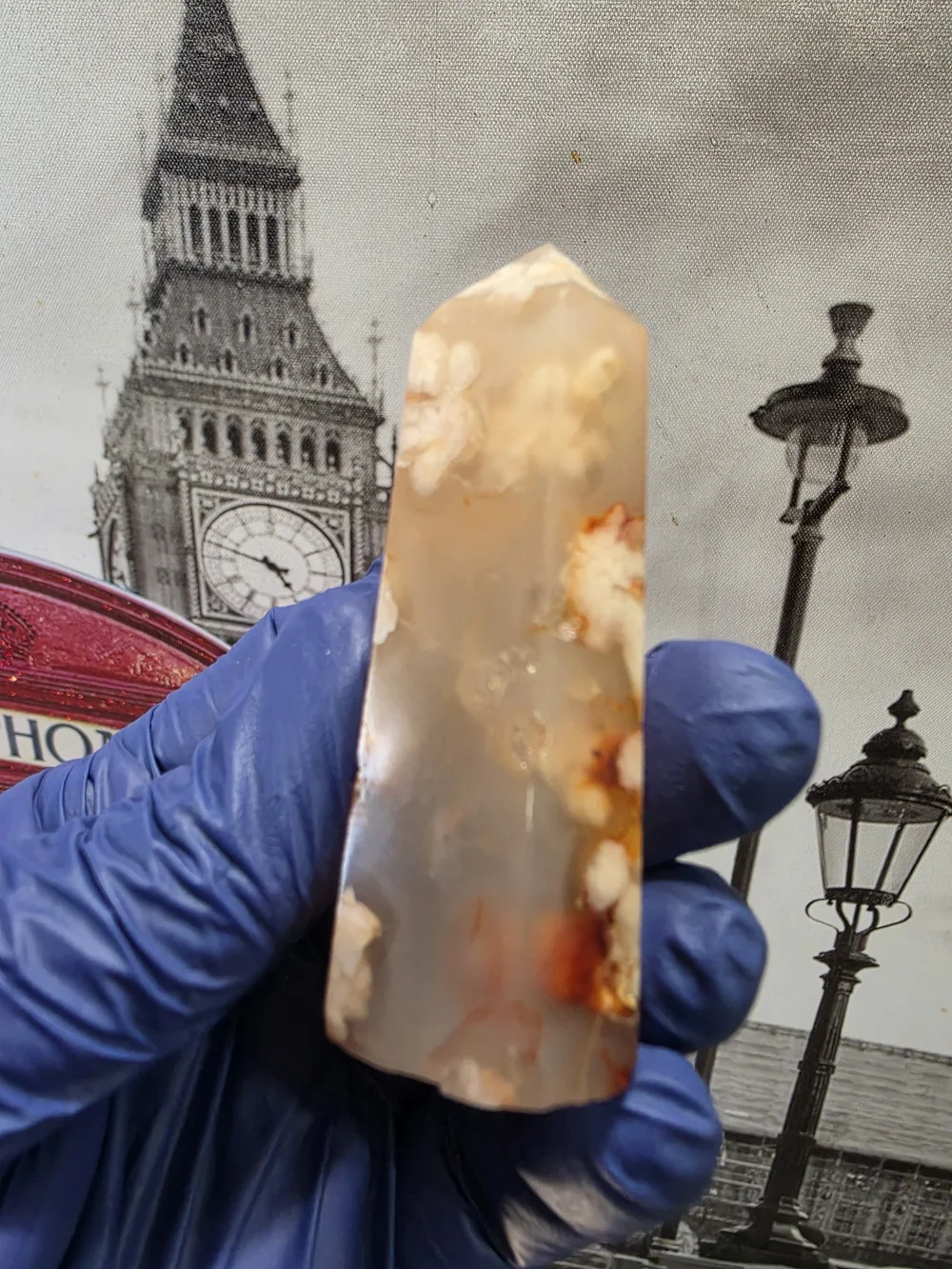 Flower Agate Point - Flowery Cream & Orange Polished Tower